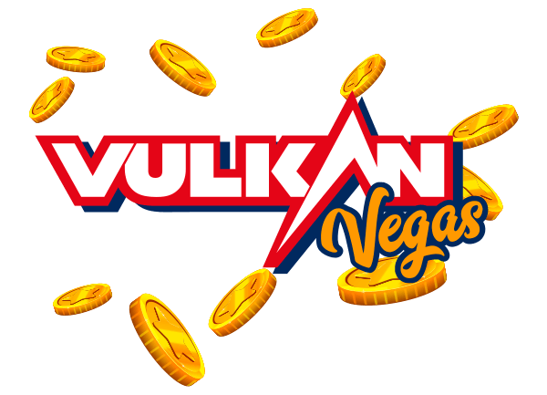Logo Vulkan Vegas avec pièces de monnaie