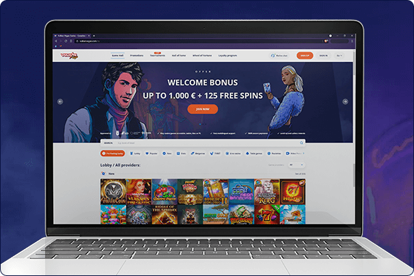 image of the online casino site from the browser via macbook