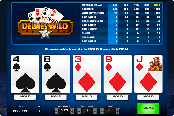 Image de l'apparence du vidéo poker et de sa fonctionnalité sur le site du casino en ligne Vulkan Vegas