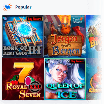 Image of the appearance of the popular games category