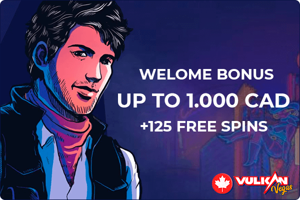 The man from our main banner offers a welcome bonus from Vulkan Vegas