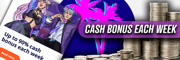 Weekly Bonus at our casino - picture from the main banner with two anime characters