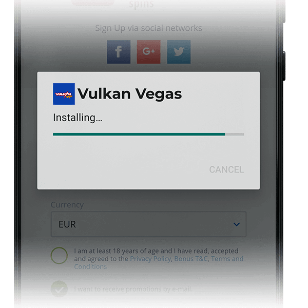 Vulkan Vegas app Installing on the smartphone
