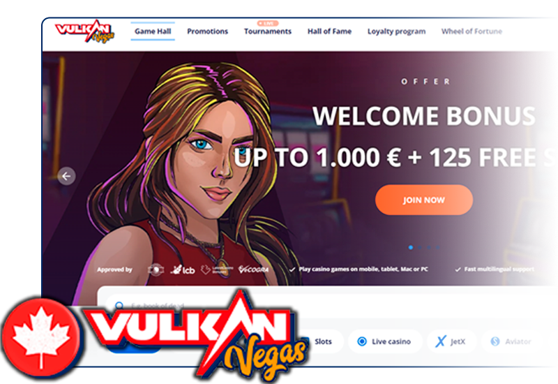 Capture d'écran du site Web de Vulkan Vegas Canada