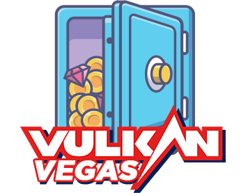 Open safe with jewels and money and underneath the vulkan ve logo