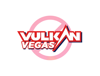 The vulkan vegas logo with a stop icon behind it