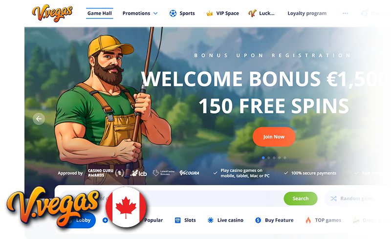 Capture d'écran du site Web de Vulkan Vegas Canada