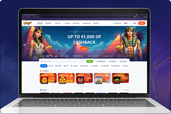 image of the online casino site from the browser via macbook
